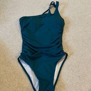 Teal One-Shoulder Swimsuit